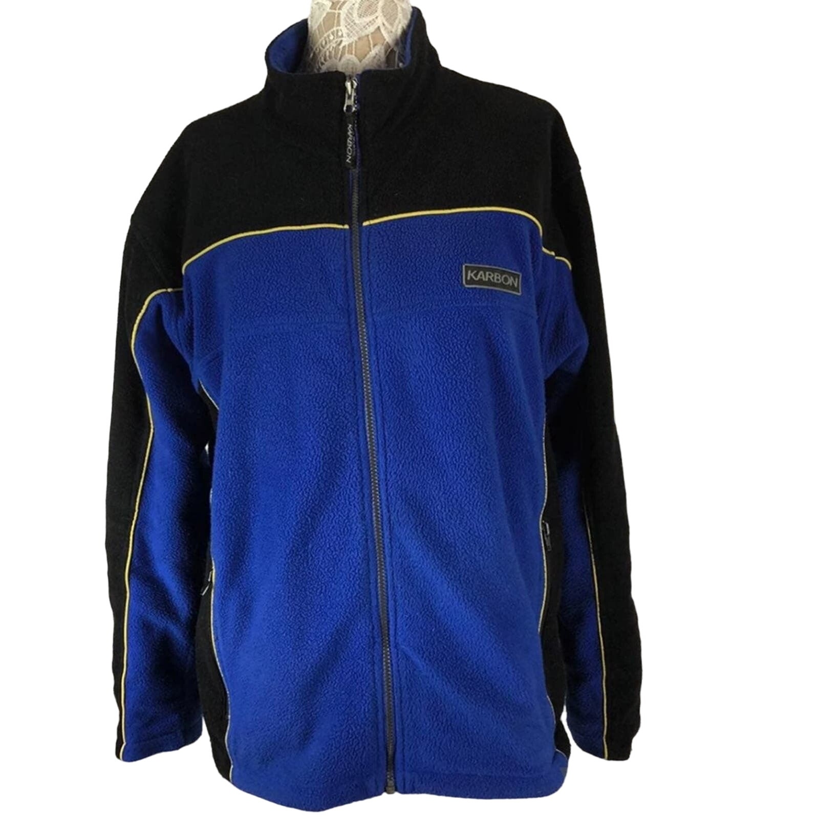 Karbon Polar Fleece In Blue & Black Zip Up Jacket Size Large